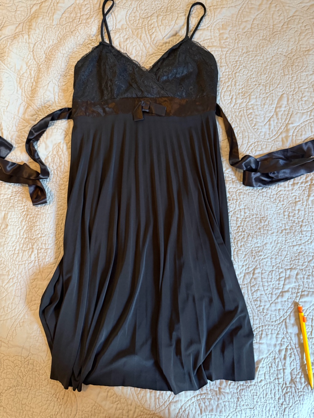 B Darlin black Lace-Trim Satin babydoll dress -